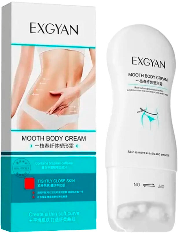 Exgyan Mooth Body Cream Sculpting Cream with Massage Rollers, 150 g