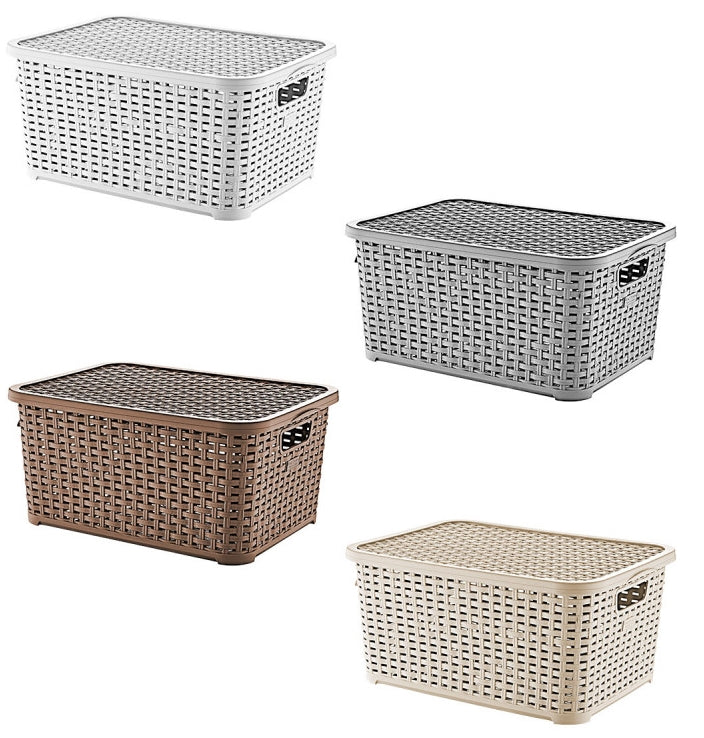 Plastart SP296 Basket with Lid, 40 x 29.5 x 19 cm, 18 L