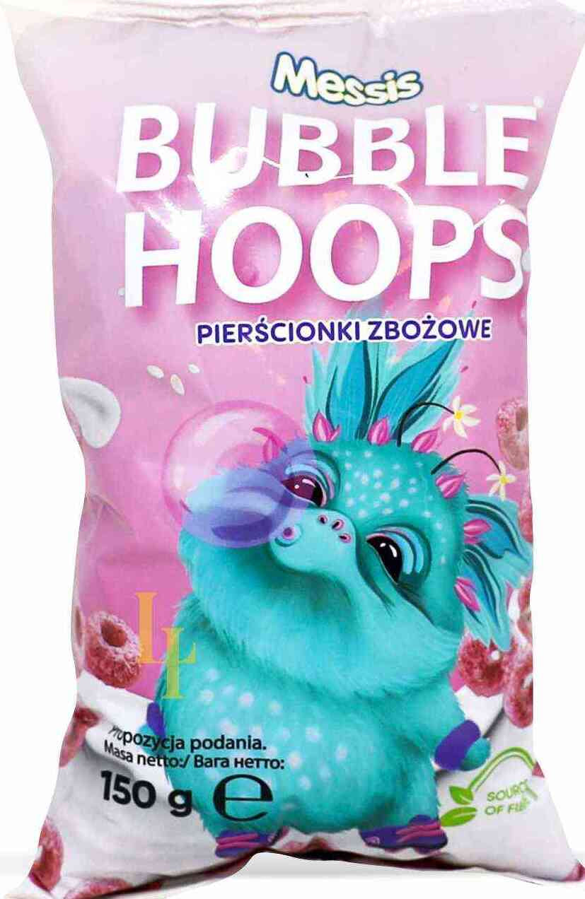 Messis Bubble Hoops Bubble Gum-Flavored Cereal Rings, 150 g