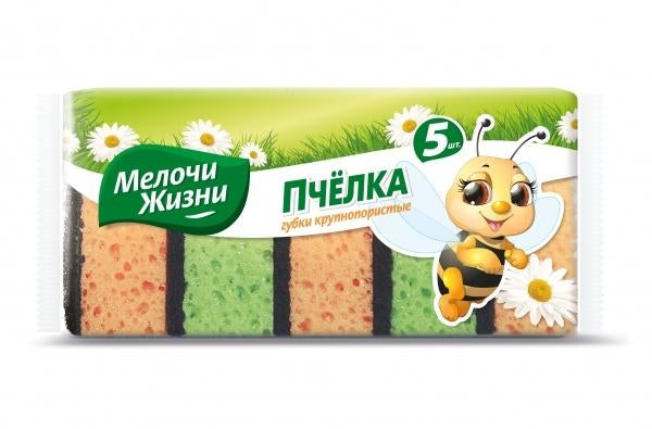 Melochi Zhizni Bee Kitchen Sponges, 5 pcs
