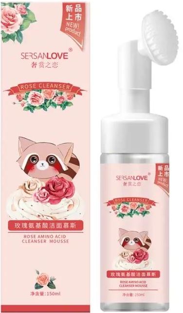 Sersanlove Rose Facial Cleansing Mousse with Brush, 150 mL