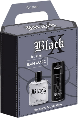 Jean Marc X-Black Men's Gift Set: Aerosol Deodorant 150 mL & Aftershave Lotion 100 mL