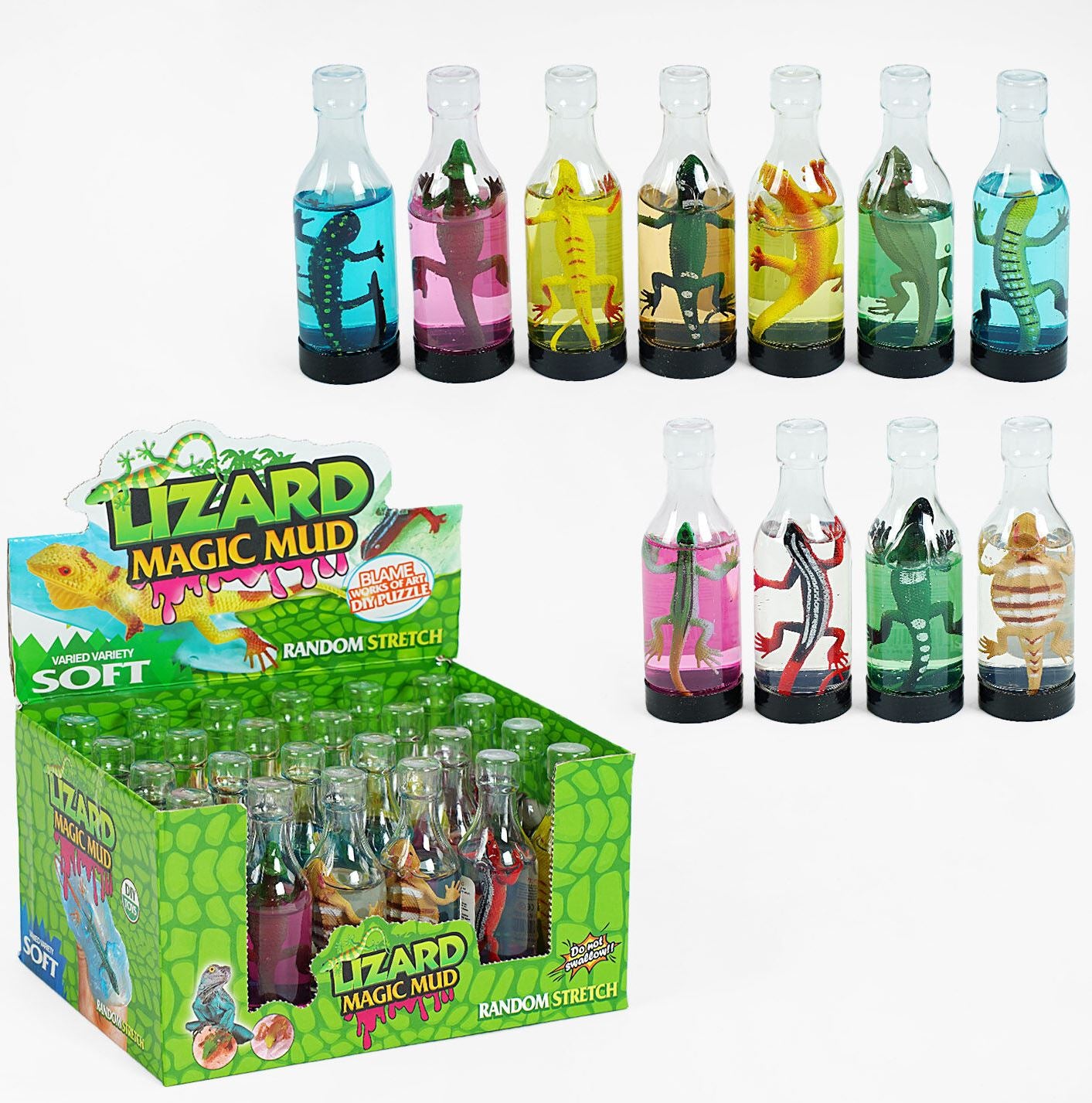 C 65390 / GL 61022 U Magic Mud Slime with Lizard Figures in Bottles