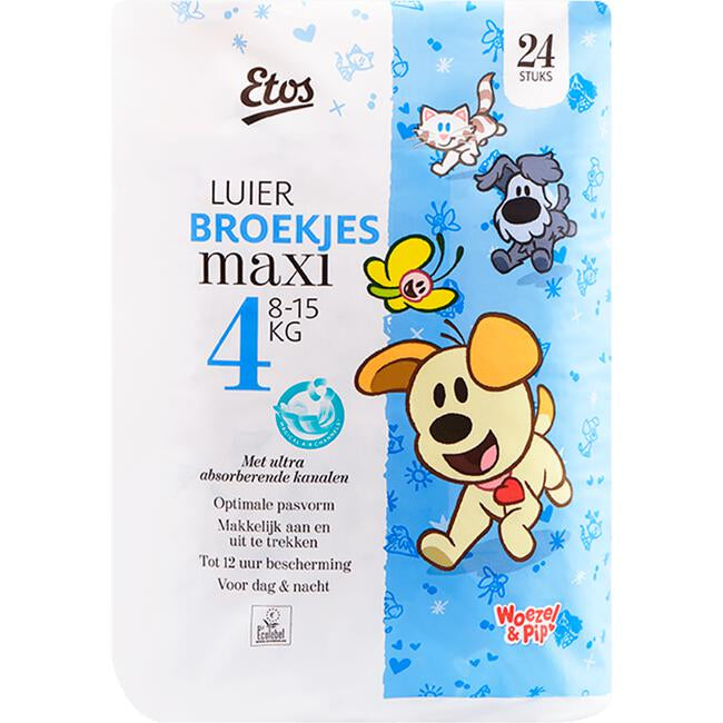 Etos Maxi 4 Baby Pull-Up Diaper Pants, 24 pcs, 8-15 kg