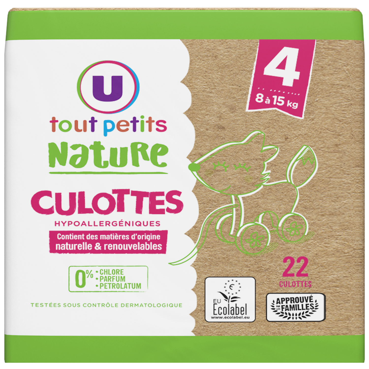 U tout petits Nature 4 Baby Pull-Up Diaper Pants, 22 pcs, 8-15 kg