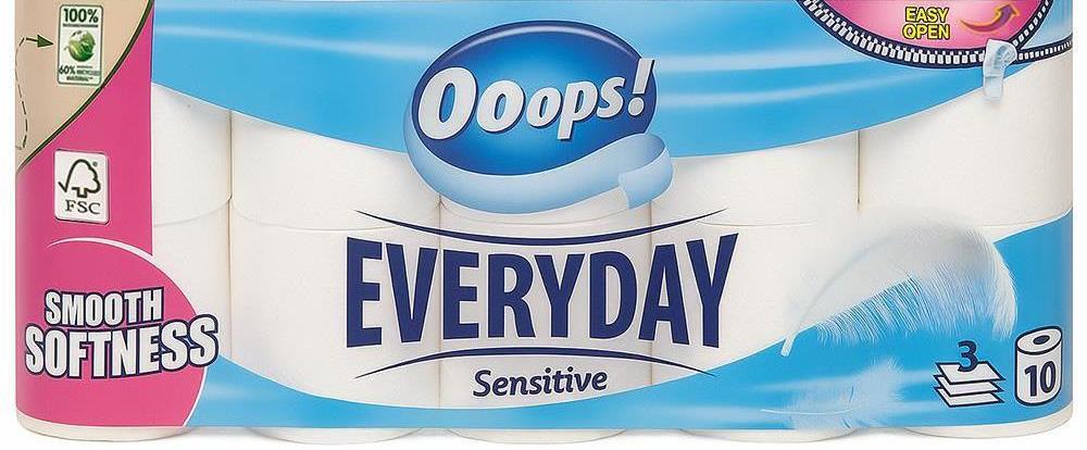 Ooops! Ooops Everyday Sensitive 3 ply Toilet Paper, 10 pcs