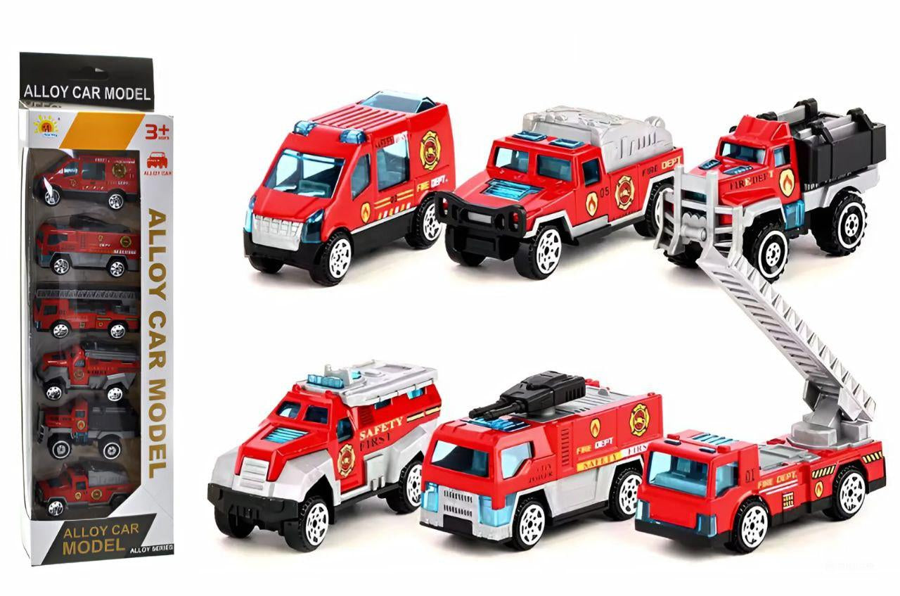 0202-11 Fire Vehicles Metal Toy Vehicle Set, 6 pcs