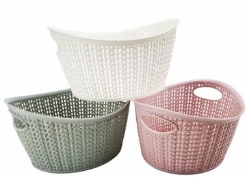 Ucsan Plastik M-1167 Oval Knit-Style Basket, 25.2 x 20.5 x 13 cm, 3.3 L