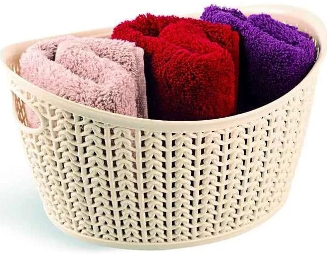 Ucsan Plastik M-1167 Oval Knit-Style Basket, 25.2 x 20.5 x 13 cm, 3.3 L - Image 4