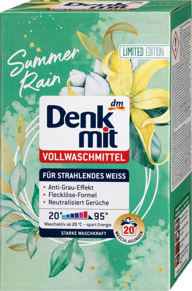 Denkmit Summer Rain Universal Laundry Detergent Powder, 20 Loads, 1.3 kg