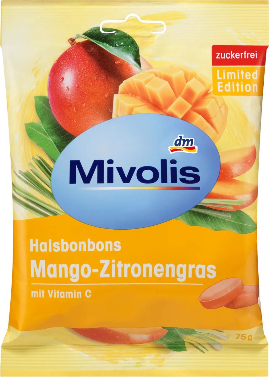 Mivolis Mango & Lemongrass Sugar-Free Hard Candy, 75 g