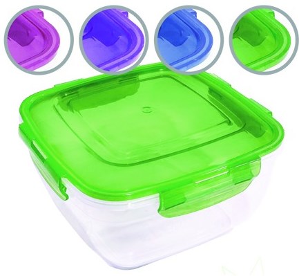 StarsPlast 94076 Square Food Container with Colored Lid, 500 mL