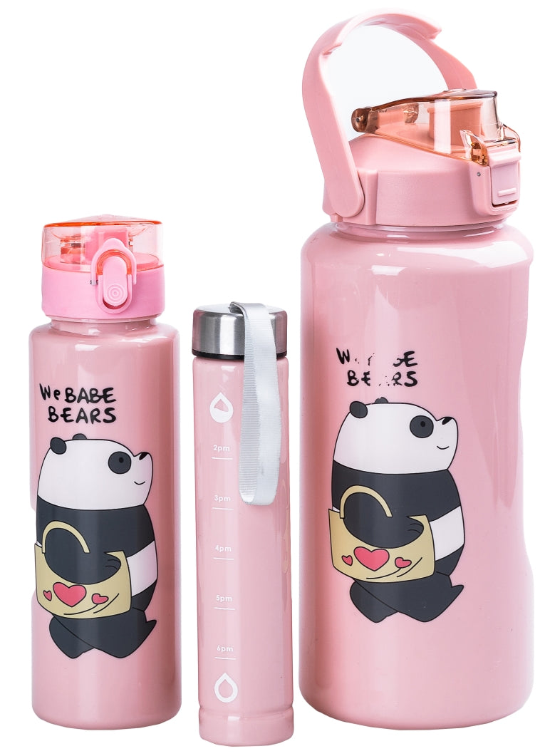 We Babe Bears Pink 3-in-1 Water Bottle Set, 300 mL, 700 mL & 2 L