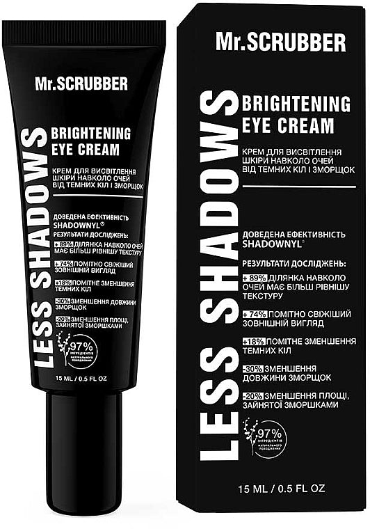 Mr. Scrubber Less Shadows Brightening Eye Cream for Dark Circles & Wrinkles, 15 mL