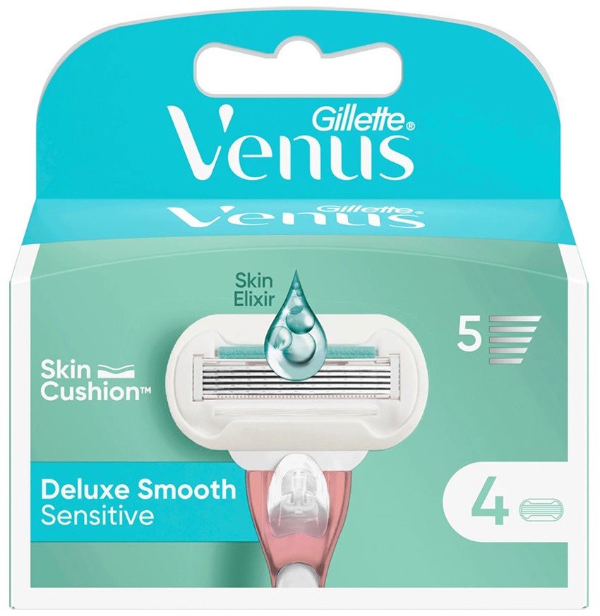 Gillette Venus Deluxe Smooth Sensitive Razor Blade Refills, 4 pcs (Price per 1 pc)
