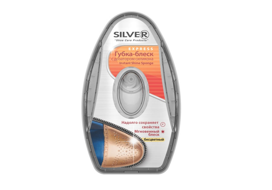 Silver Colorless Shoe Shine Sponge with Silicone Dispenser, 3 mL