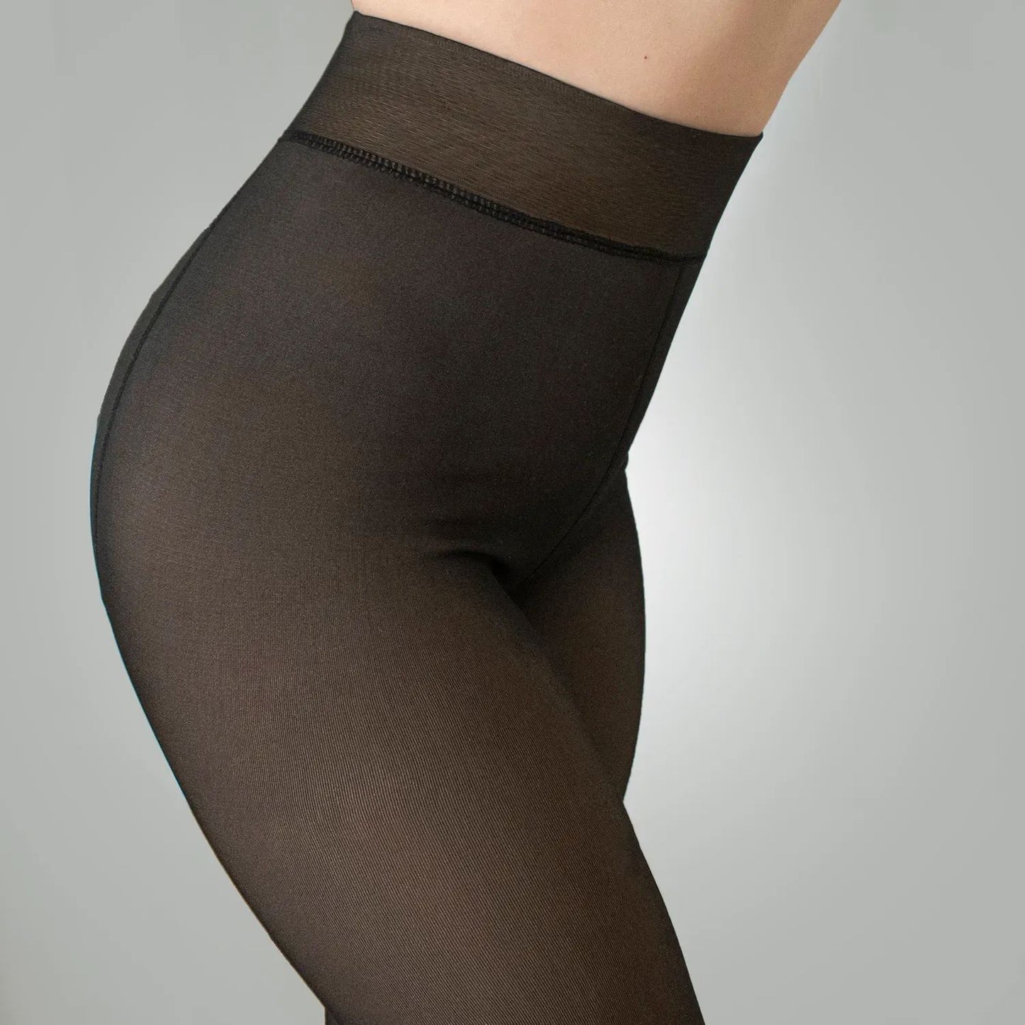 Black Bare-Leg Effect Pantyhose, Size L - Image 4