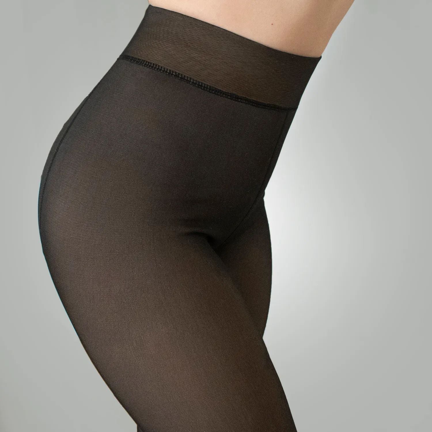 Black Bare-Leg Effect Pantyhose, Size L - Image 4