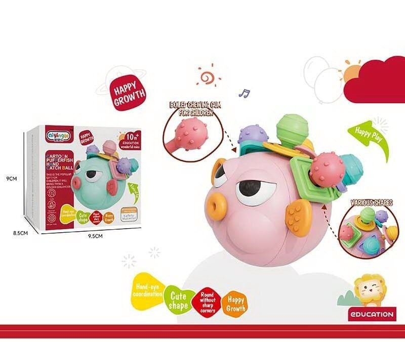 368-40 Boxed Pufferfish Rattle with Teether & Clicker