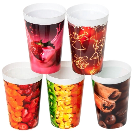 Decorated Plastic Cup, 0.4 L