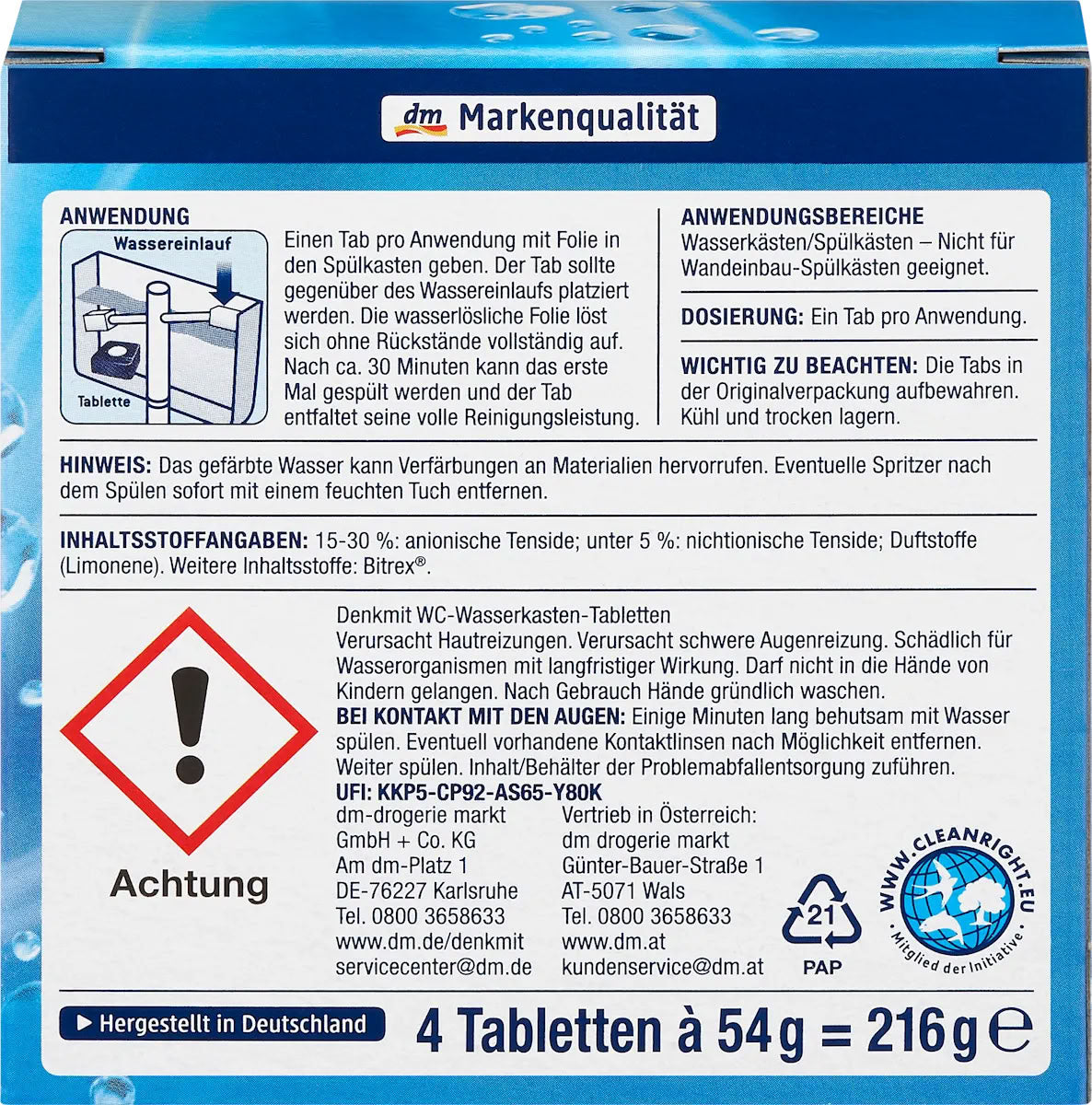 Denkmit 2-in-1 Toilet Cistern Tablets, 4 x 54 g - Image 2