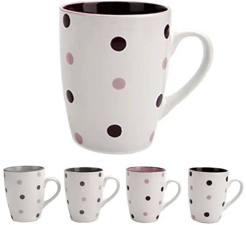 Interos KW138 Polka Dot Ceramic Cup, Assorted, 340 mL
