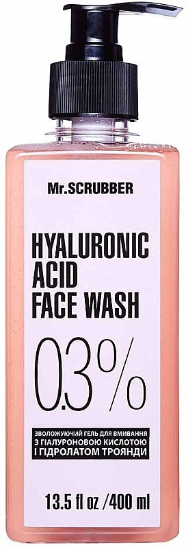 Mr. Scrubber Facial Cleansing Gel with 0.3% Hyaluronic Acid, 400 mL