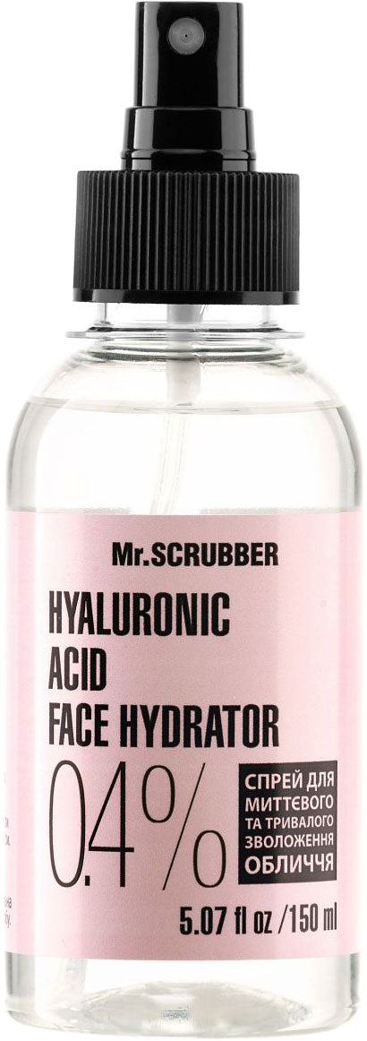 Mr. Scrubber Hyaluronic Acid Face 0.4% Instant & Long-Lasting Moisturizing Facial Spray, 150 mL