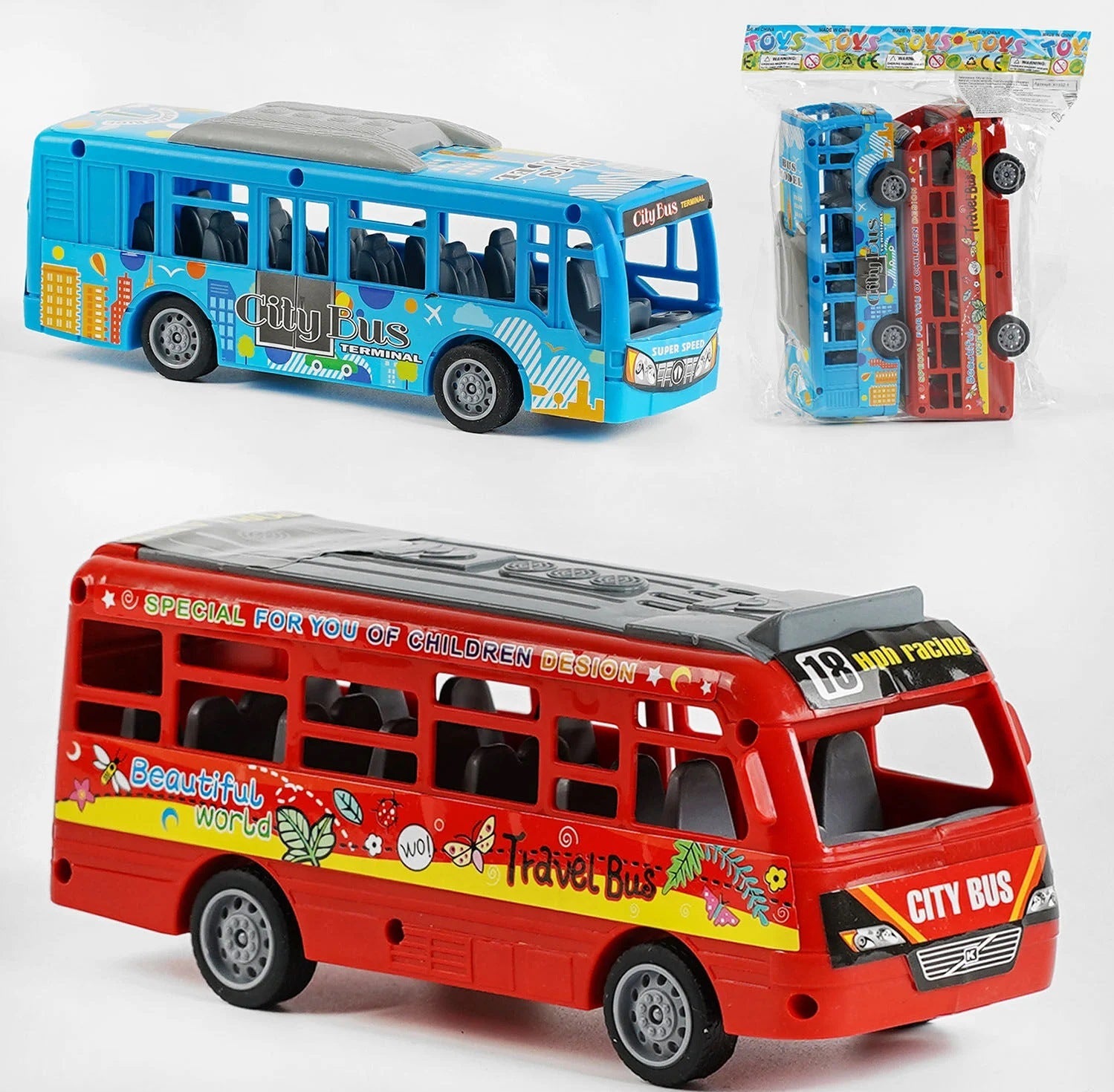Toys XY332-1 Toy Bus Set, 2 pcs
