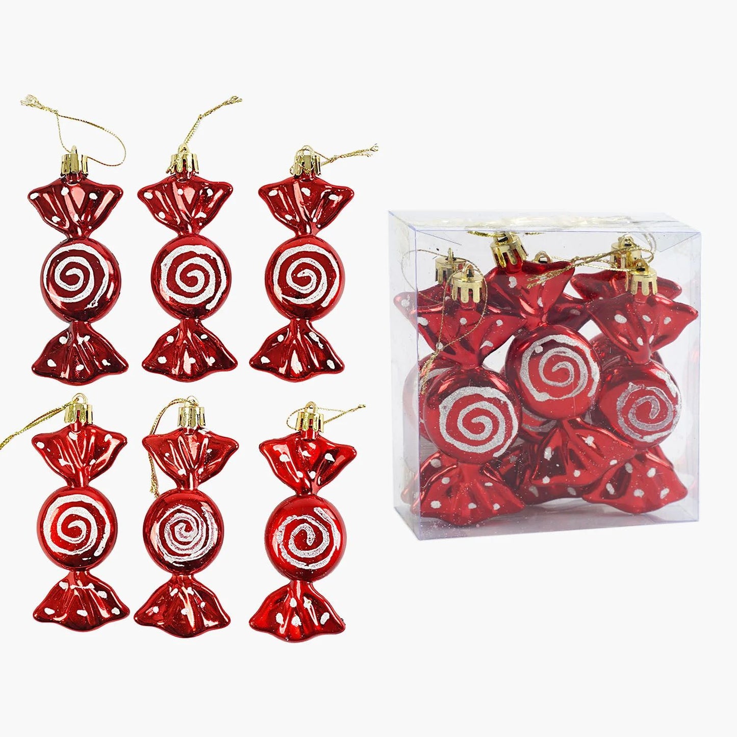 C 67178 Candy Christmas Ornaments, 10 cm, 6 pcs