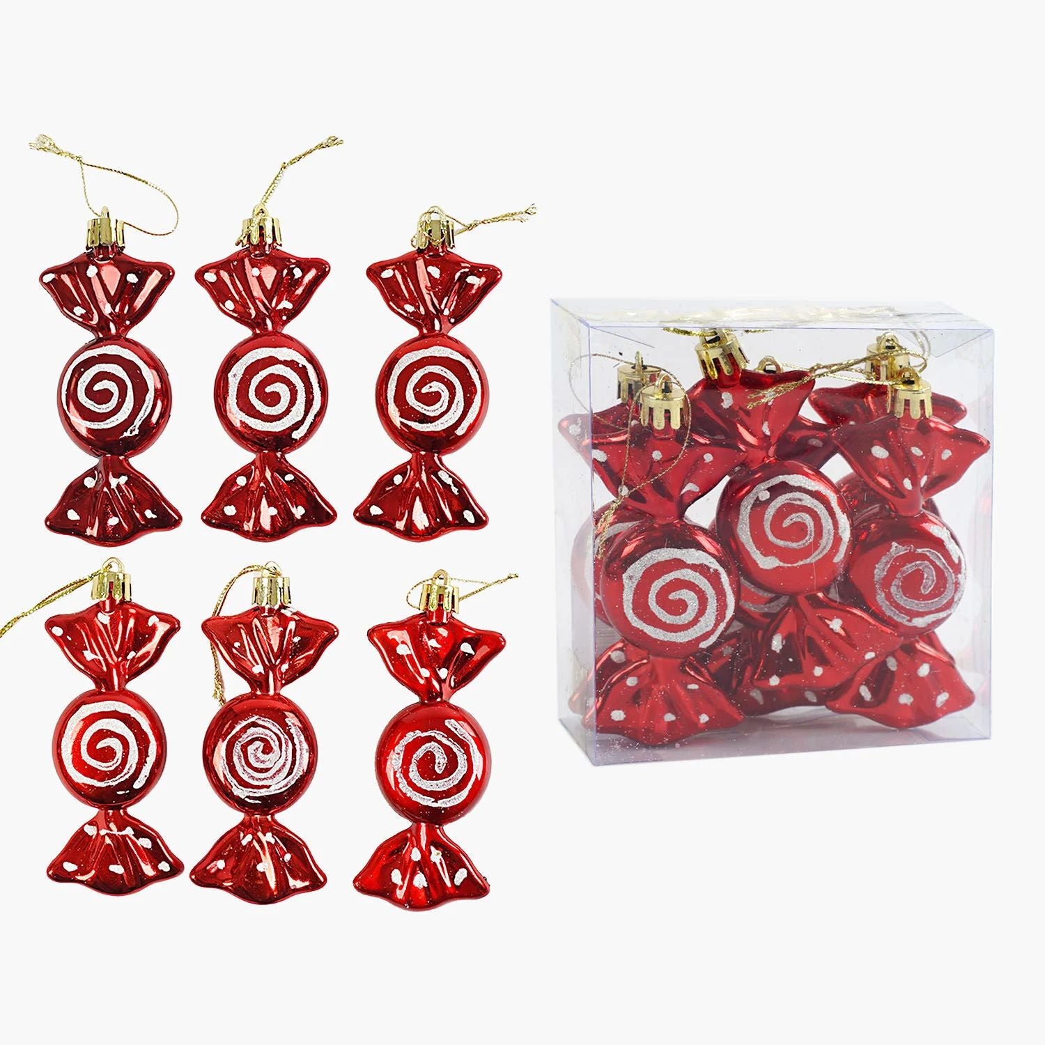 C 67178 Candy Christmas Ornaments, 10 cm, 6 pcs