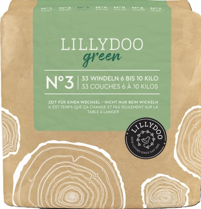 Lillydoo Green Size 3 Eco Baby Diapers, 6-10 kg, 33 pcs