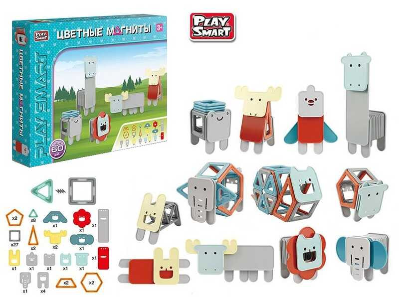 Play Smart Animals 2469 Magnetic Building Set, 60 pcs