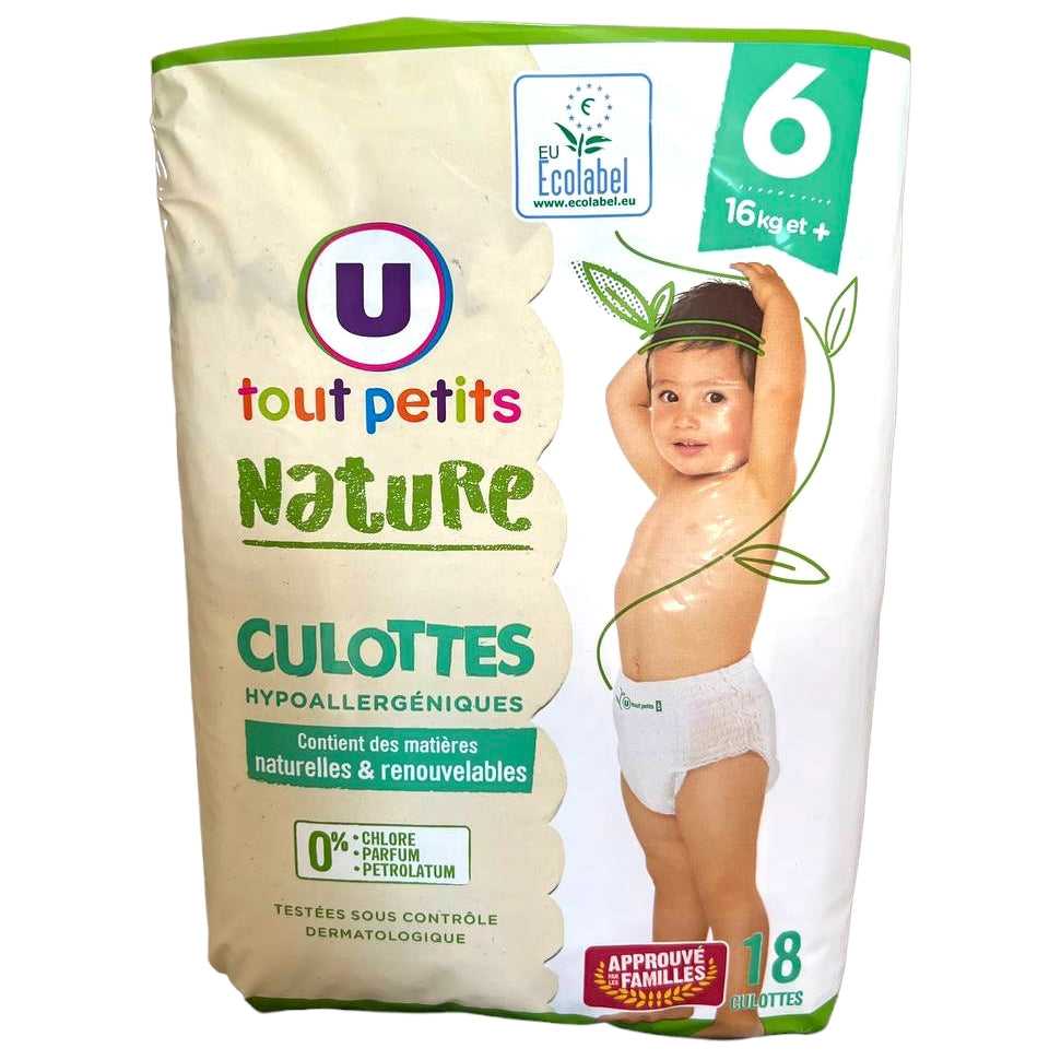 U Tout Petits Nature Size 6 Baby Pull-Up Diaper Pants, 16+ kg, 18 pcs