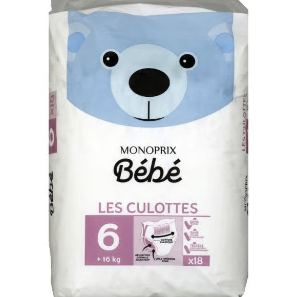 Monoprix Bebe Size 6 Baby Pull-Up Diaper Pants, 16+ kg, 18 pcs