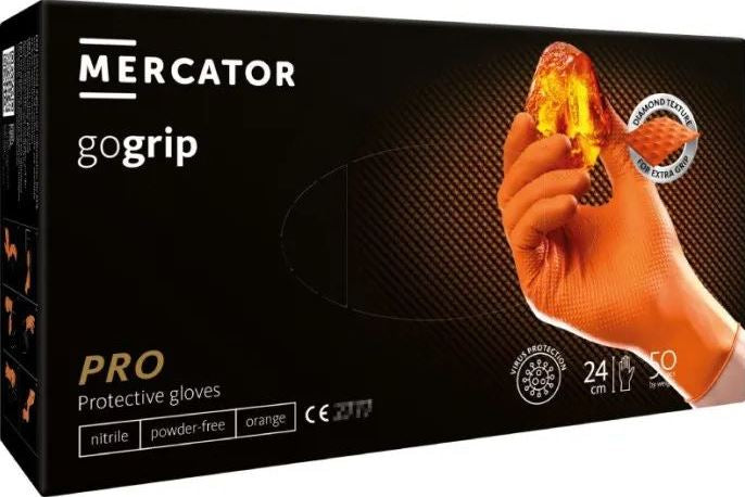 Mercator GoGrip Textured Nitrile Gloves, Size M, 50 pcs