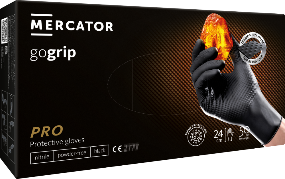 Mercator GoGrip Textured Nitrile Gloves, Size M, 50 pcs - Image 3