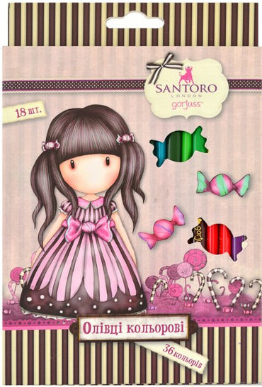 Yes Santoro Candy Kids Colored Pencils, 36 Colors, 18 pcs - Image 2