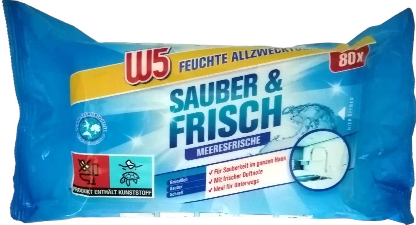 W5 Sea Freshness Cleaning Wet Wipes, 80 pcs