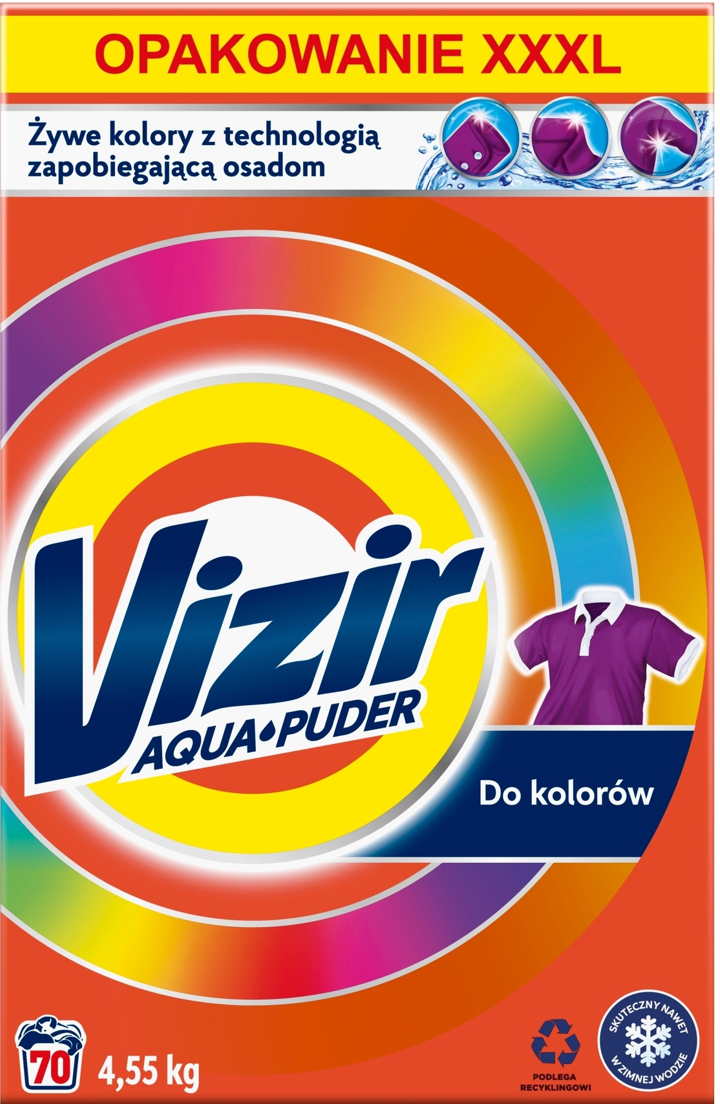 Vizir Color Laundry Detergent Powder Box, 70 Loads, 4.55 kg