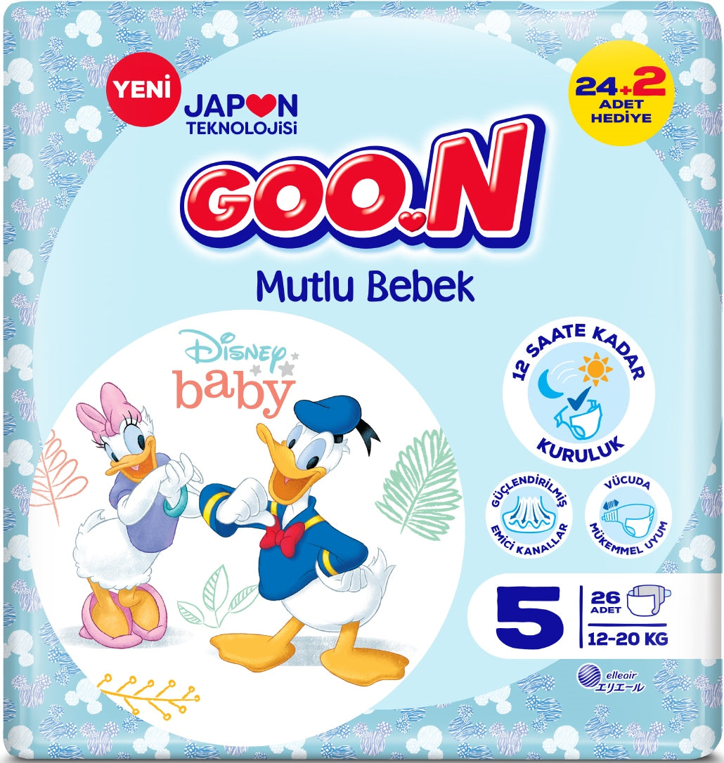 Goo.N Mutlu Bebek Size 5 Baby Diapers, 12-20 kg, 26 pcs