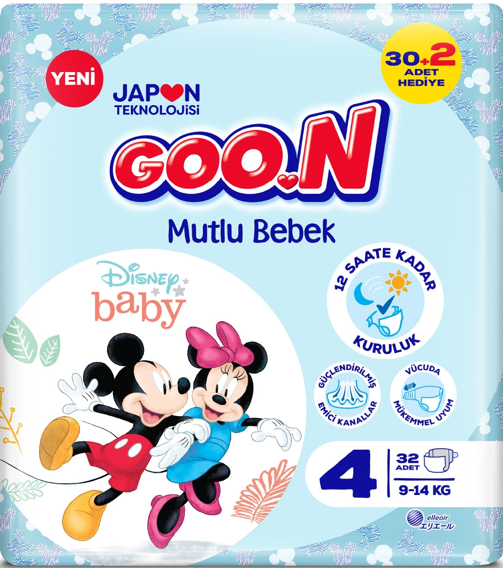 Goo.N Mutlu Bebek Size 4 Baby Diapers, 9-14 kg, 32 pcs