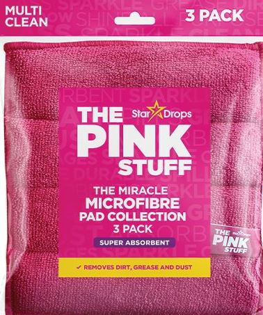 The Pink Stuff Super Absorbent Universal Microfiber Cloths, 18 x 20 cm, 3 pcs