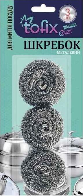 Tofix Metal Scouring Pads on Card, 3 pcs