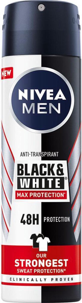 Nivea Black & White Max Protection Men's Antiperspirant Deodorant Spray, 150 mL