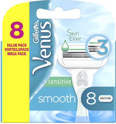 Gillette Venus Smooth Sensitive Razor Blade Refill Cartridges, 8 pcs (Price per 1 pc)