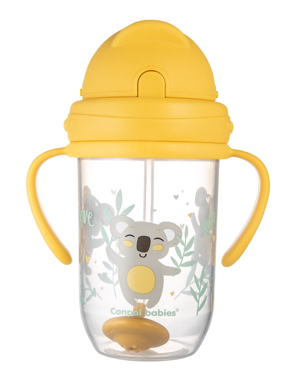 Canpol Babies 56/606 Yellow Baby Cup with Folding Weighted Silicone Straw, 270 mL