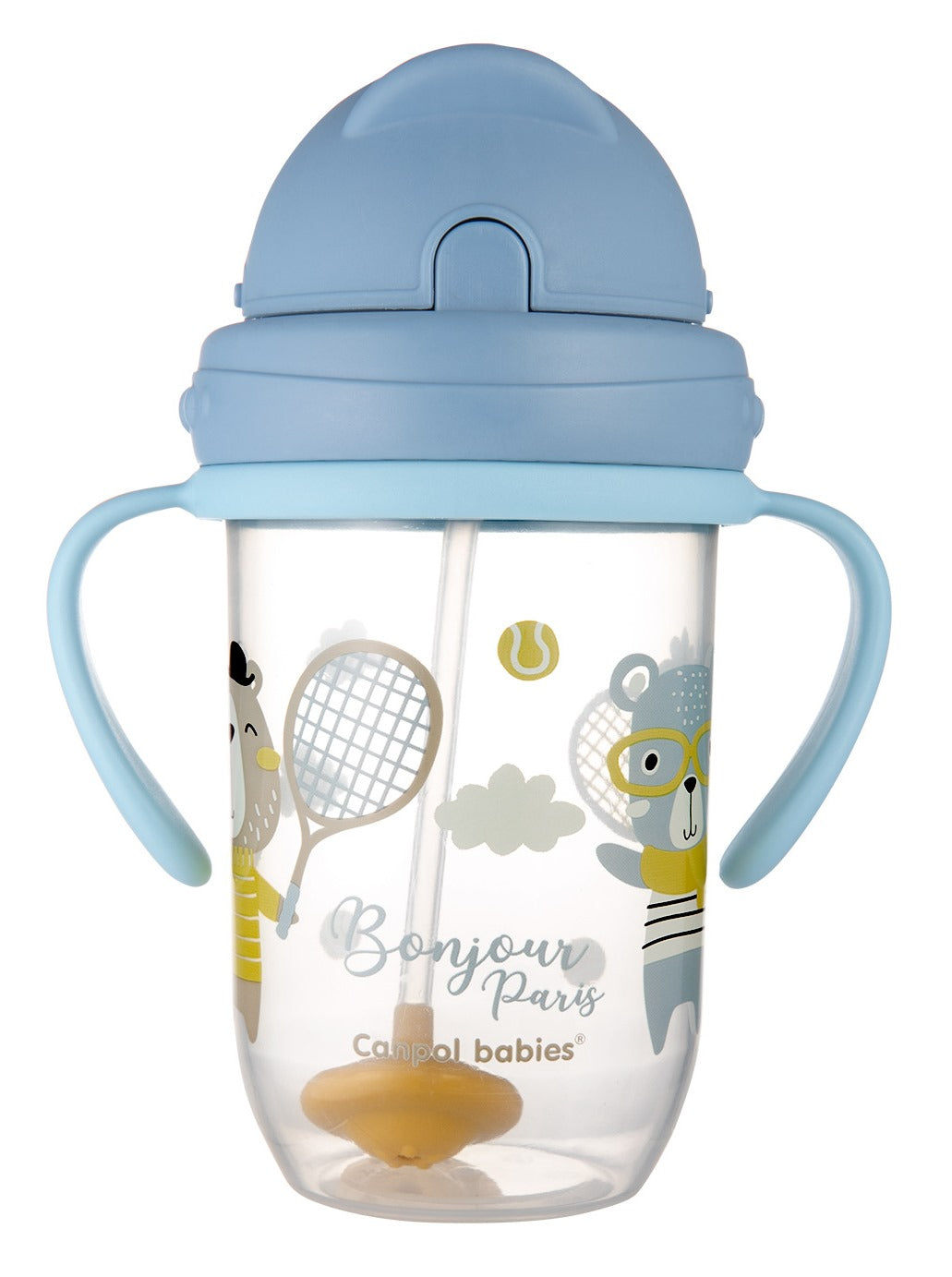 Canpol Babies 56/607 Blue Baby Cup with Folding Weighted Silicone Straw, 270 mL