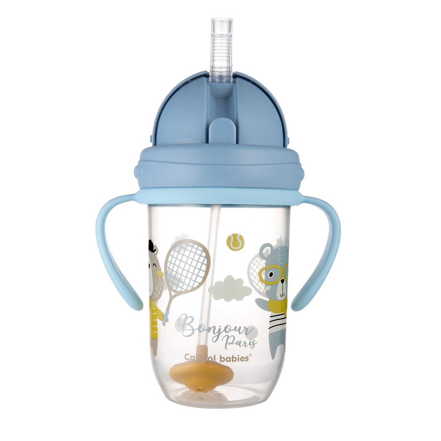 Canpol Babies 56/607 Blue Baby Cup with Folding Weighted Silicone Straw, 270 mL - Image 2