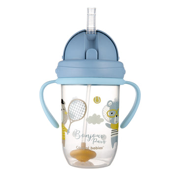 Canpol Babies 56/607 Blue Baby Cup with Folding Weighted Silicone Straw, 270 mL - Image 2